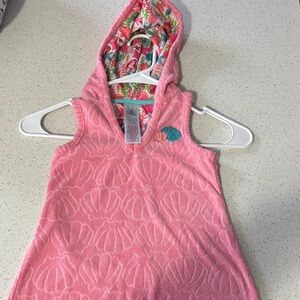 Disney Pink and Green Hooded Cover-Up with Shells